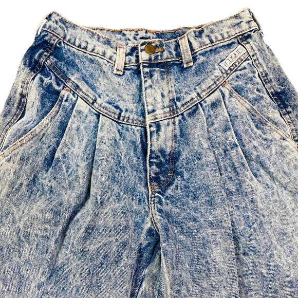 Clique Vintage 80s Cloud Acid Wash High-Waisted Denim Jeans 90s Tagged Size 10 - Picture 2 of 9